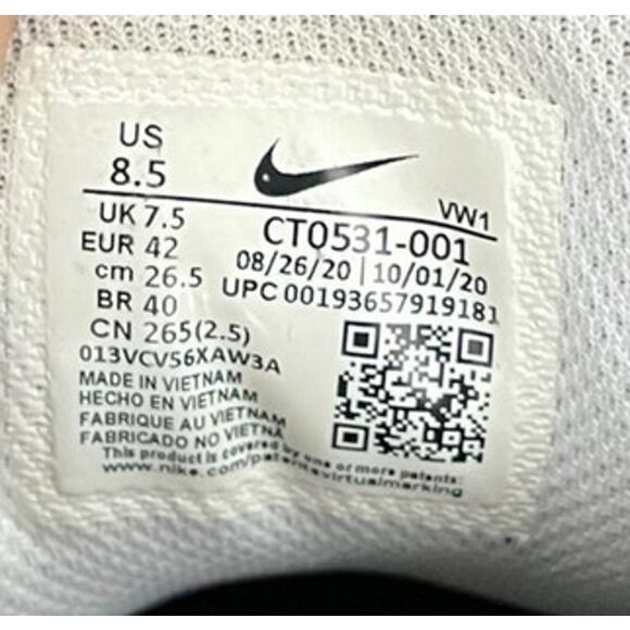 Mens Nike Infinity G Golf Spikeless Shoes Size 8.5 Black White - Picture 6 of 6